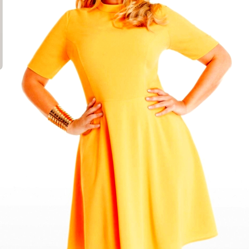 Brand New Yellow Plus Size Midi Dress